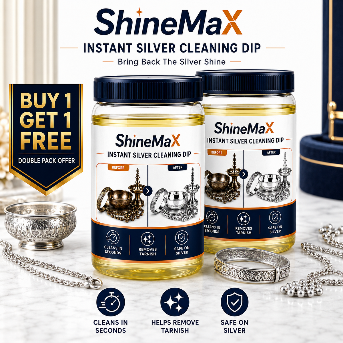 Instant Silver Cleaner (Buy 1 Get 1 FREE ) Festive Dhamaka  🔥